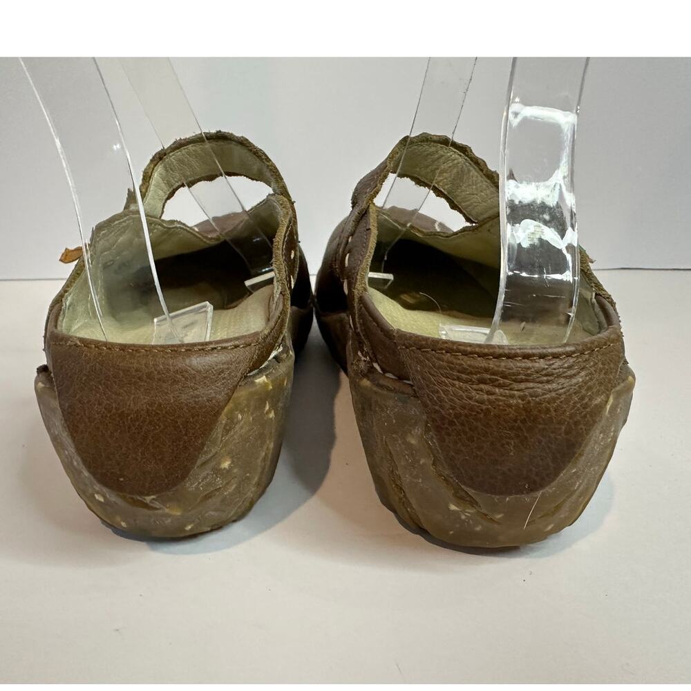El Naturalista Leather Mary Jane Clogs Brown Embroidered Women's 38 Gorpcore - Picture 5 of 11